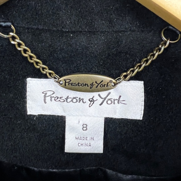 •|•PRESTON & YORK•| Angora + Wool Full Length Coat Black Size 8 - Picture 6 of 16